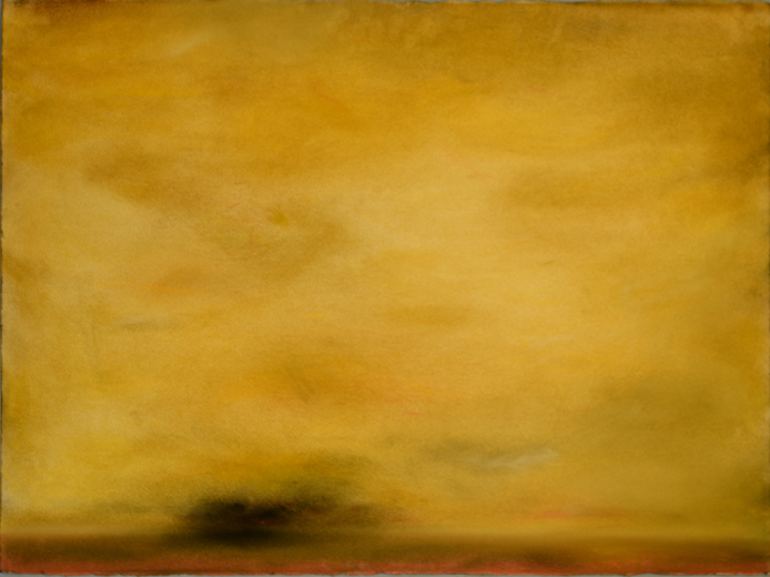 A pastel that references landscape where yellow is the predominant color