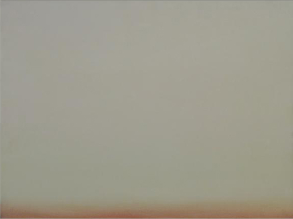 This image is of a structurally simple 2011 pastel by the artist showing a narrow area of rose madder and brown at the bottom with most of the image being a warm grey